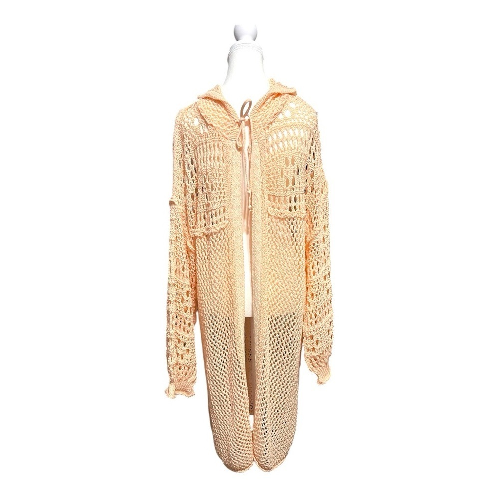 POL Crochet Knit Hooded Cardigan – One Size Fits All